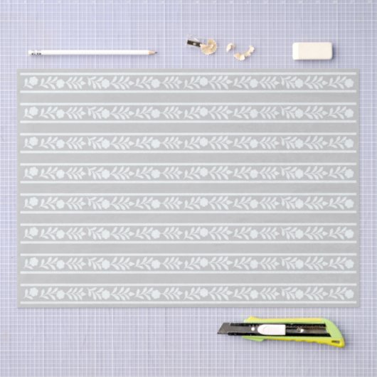 Grey Bone Inlay Floral Border Decoupage Paper 薄葉紙 (クラフト)