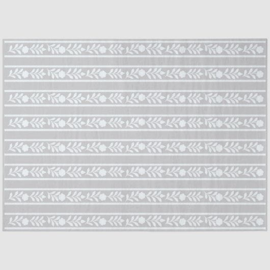 Grey Bone Inlay Floral Border Decoupage Paper  薄葉紙 (正面)