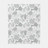 Grey Botanical Seamless Pattern フリースブランケット (正面)
