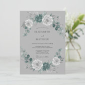 Grey Botanical Wreath Wedding 招待状 (スタンド正面)