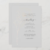 Grey Both エレガント Sets Parents結婚式招待状 招待状 (正面/裏面)