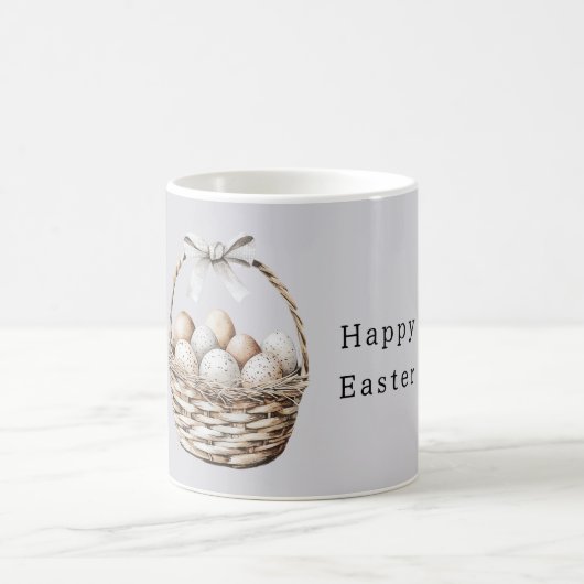 Grey Bow Easter Eggs Basket コーヒーマグカップ (中央)
