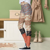 Grey Brown Black Beige Textile Knit Stripe Pattern レギンス