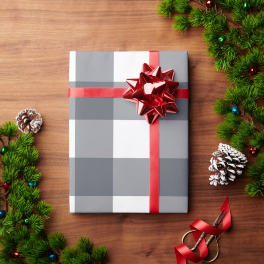 Grey Buffalo Plaid Wrapping Paper ラッピングペーパー (クリスマスギフト)