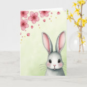 Grey Bunny Pink Petals Card カード (黄色い花)