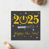 Grey Card Happy new Year ノートカード (正面/裏面インサイチュ)