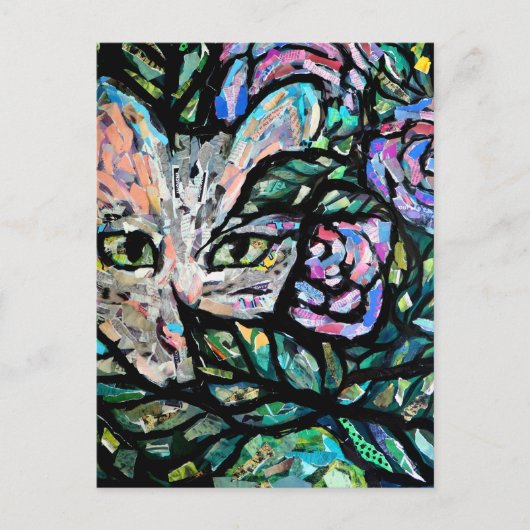 Grey Cat Collage Art Kitty Cats Collages           ポストカード (正面)