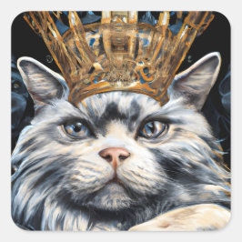 Grey Cat in a Crown スクエアシール