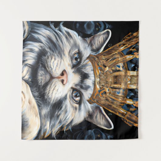 Grey Cat in a Crown タペストリー (正面(横))