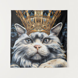 Grey Cat in a Crown タペストリー