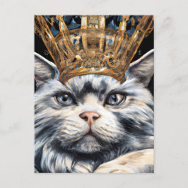 Grey Cat in a Crown ポストカード