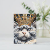 Grey Cat in a Crown ポストカード (スタンド正面)