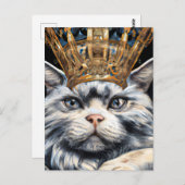 Grey Cat in a Crown ポストカード (正面/裏面)