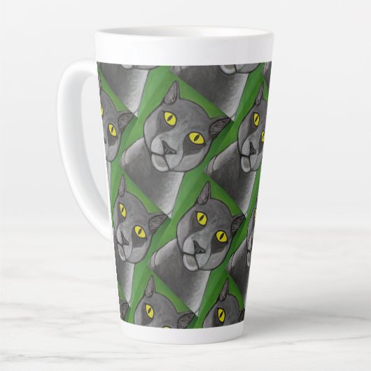 Grey cat Latte Mug カフェラテマグ (左アングル)