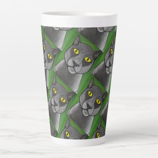 Grey cat Latte Mug カフェラテマグ (正面)