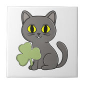 Grey Cat Shamrock Clover Charm タイル (正面)