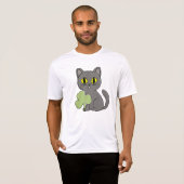 Grey Cat Shamrock Clover Charm Tシャツ (正面フル)