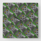 Grey Cat Wall Clock スクエア壁時計 (正面)