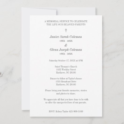 Grey Cherished Fancy Memories Couple's Funeral  ノートカード (裏面)