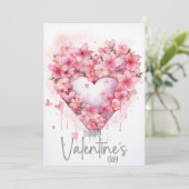 Grey cherry blossom heart Happy Valentines Day シーズンカード (スタンド正面)