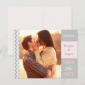 Grey Chevron結婚の写真Save the Date 案内ポストカード (正面/裏面)