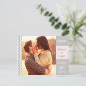 Grey Chevron結婚の写真Save the Date 案内ポストカード (スタンド正面)