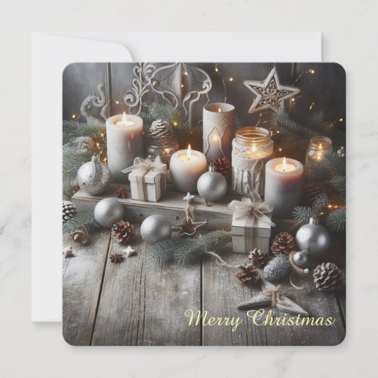 Grey Chic Christmas Candles シーズンカード (正面)