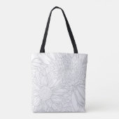 Grey Chrysanthemums Line Drawing with Name トートバッグ (裏面)