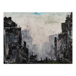 Grey City Abstract Print, Value Poster Paper  ポスター
