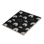Grey Clouds and Rainbows on Black Ceramic Tile タイル (側面)