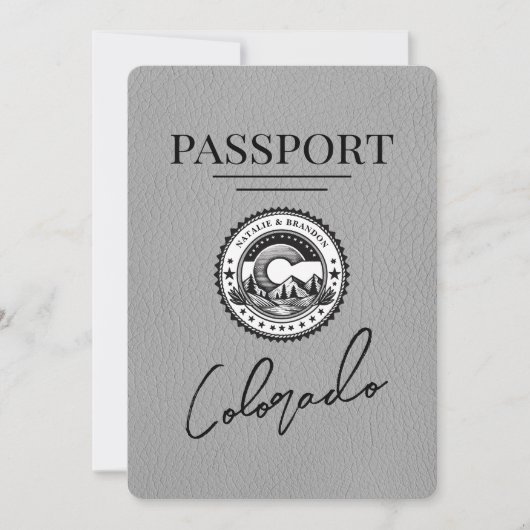Grey Colorado Passport日付の保存 セーブザデート (正面)