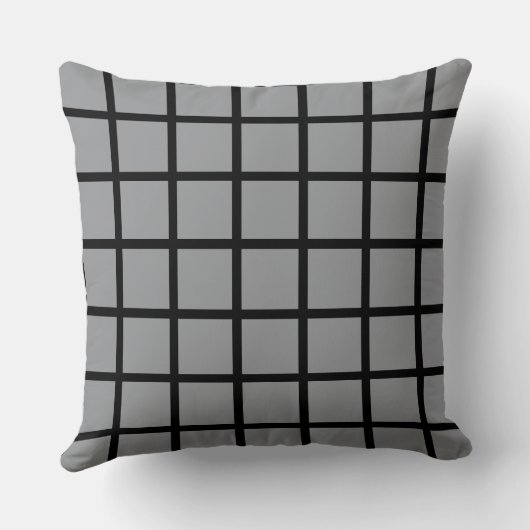 Grey coloured square pattern and black borders クッション (裏面)