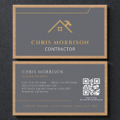 Grey Construction Professional Wood QR Code 名刺