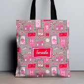 Grey Coquette aesthetic girly whimsical pattern  トートバッグ