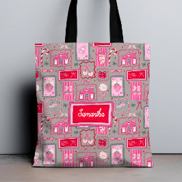 Grey Coquette aesthetic girly whimsical pattern  トートバッグ