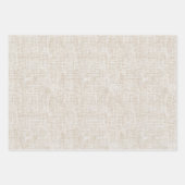 Grey Cream Faux Linen Wedding ラッピングペーパーシート (正面3)