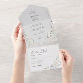 Grey | Detachable RSVP | Minimalist Wedding オールインワン招待状 (貼ってはがせる)