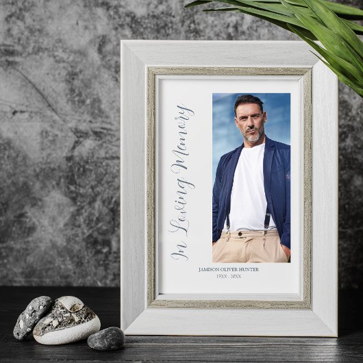 Grey Elegant Minimalist Memorial Photo Funeral ポスター