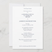 Grey Elegant Minimalist Memorial Photo Funeral 招待状 (裏面)