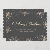 Grey Elegant Modern Snowflake Christmas Card シーズンカード (正面/裏面)