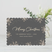 Grey Elegant Modern Snowflake Christmas Card シーズンカード (スタンド正面)