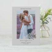 Grey Elegant Photo Botanical Frame Wedding (スタンド正面)