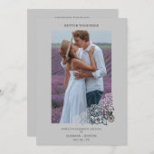 Grey Elegant Photo Botanical Frame Wedding (正面/裏面)
