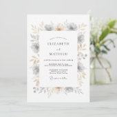 Grey Ethereal Botanical Flourish Wedding 招待状 (スタンド正面)