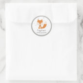 Grey Fox Woodland Love Heart Baby Shower Sticker ラウンドシール (バッグ)
