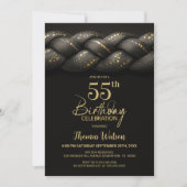 Grey Gold Braid 55th Birthday Party 招待状 (正面)