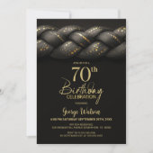 Grey Gold Braid 70th Birthday Party 招待状 (正面)