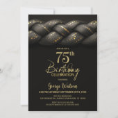 Grey Gold Braid 75th Birthday Party 招待状 (正面)