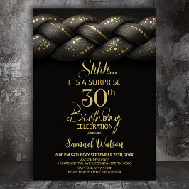 Grey Gold Braid Surprise 30th Birthday Party 招待状