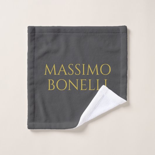 Grey & Gold Modern Minimalist Elegant Your Name ウォッシュタオル (ウォッシュタオル)